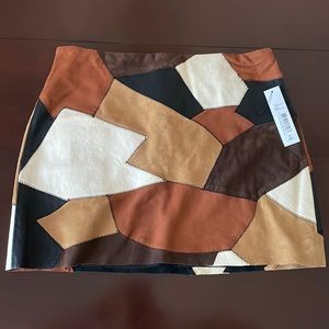 Alice & Olivia Suede Patchwork Miniskirt